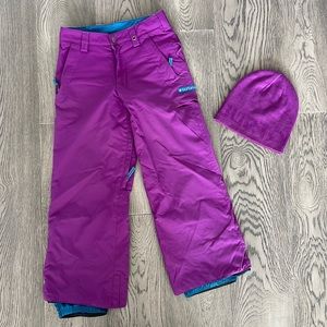 BURTON Girls Snowboarding Pants w/ Matching Beanie